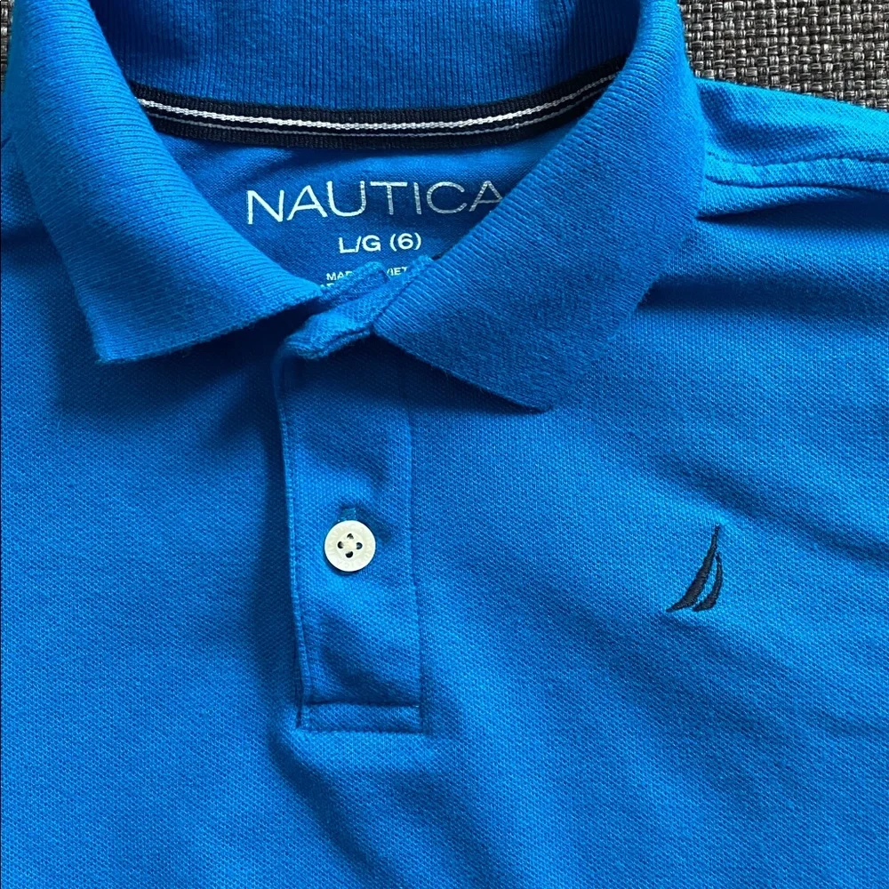 EUC Boys Size 6 Nautica Bright Blue Short Sleeve Polo Shirt